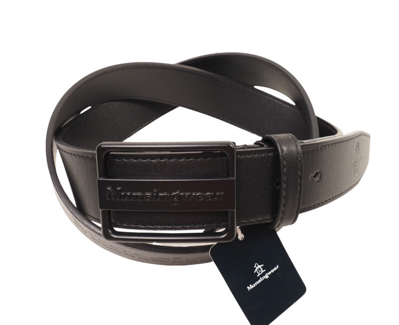 新品正規 Munsingwear マンシングウェア ゴルフ エコレザー 同色バックル ベルト 黒 MU2050123_画像2
