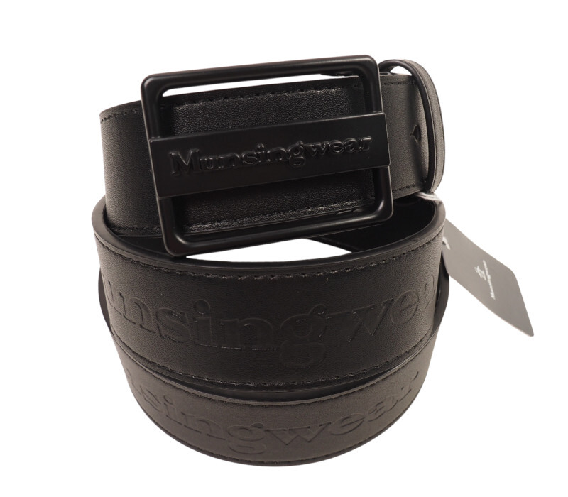 新品正規 Munsingwear マンシングウェア ゴルフ エコレザー 同色バックル ベルト 黒 MU2050123_画像3