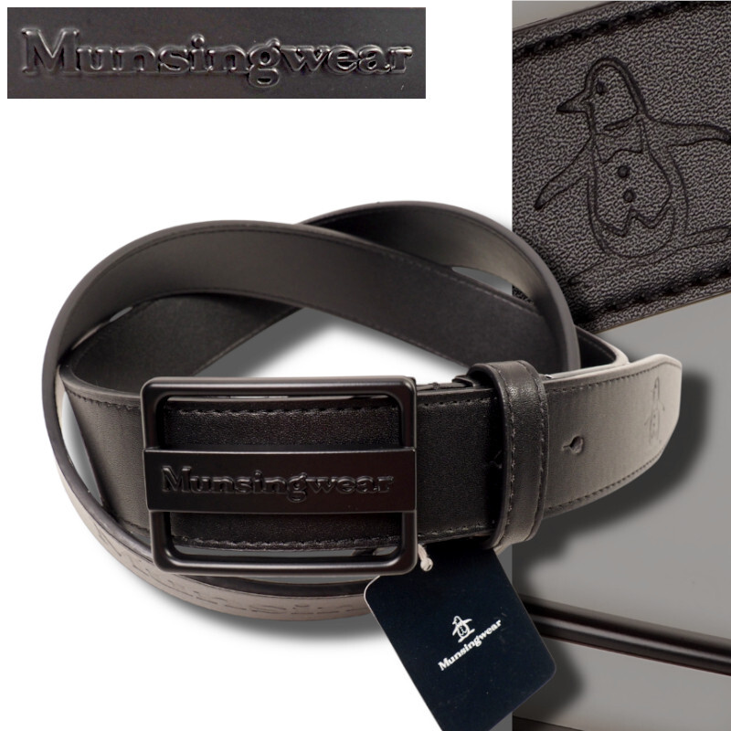 新品正規 Munsingwear マンシングウェア ゴルフ エコレザー 同色バックル ベルト 黒 MU2050123_画像1