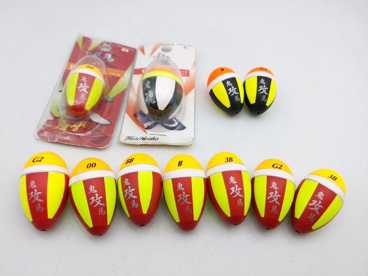 ⑥(管30728)釣武者 鬼馬ウキ 攻 11点セット B BB 3B 0 G2 ウキ ドングリウキ フカセ 磯釣り グレ_画像1