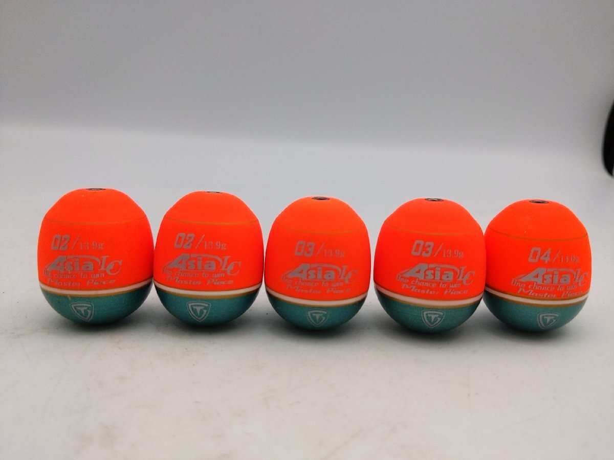 ①(管30732)美品 釣研 エイジア マスターピース 5点セット 02 03 04 13.9g 14g ウキ ドングリウキ フカセ 餌釣り_画像1