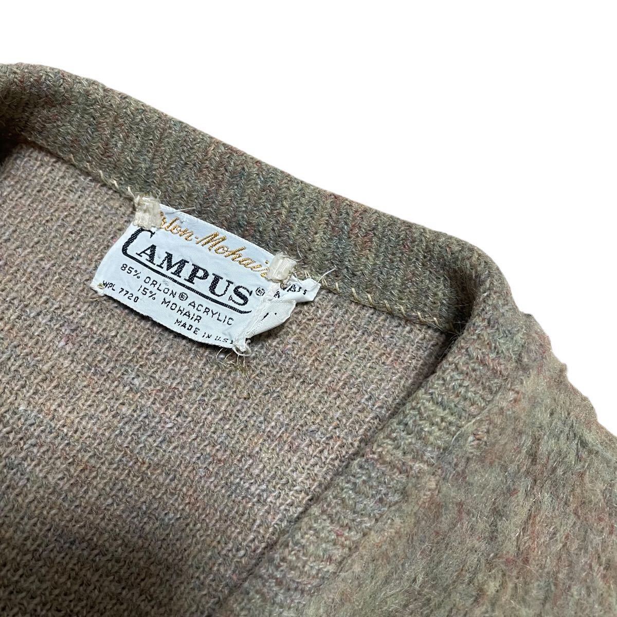 60s special モヘアカーディガン　campus カートコバーン　毛足長 厚手 Mohair ビンテージ モヘア カーディガン スペシャル USA製 グランジ_画像5