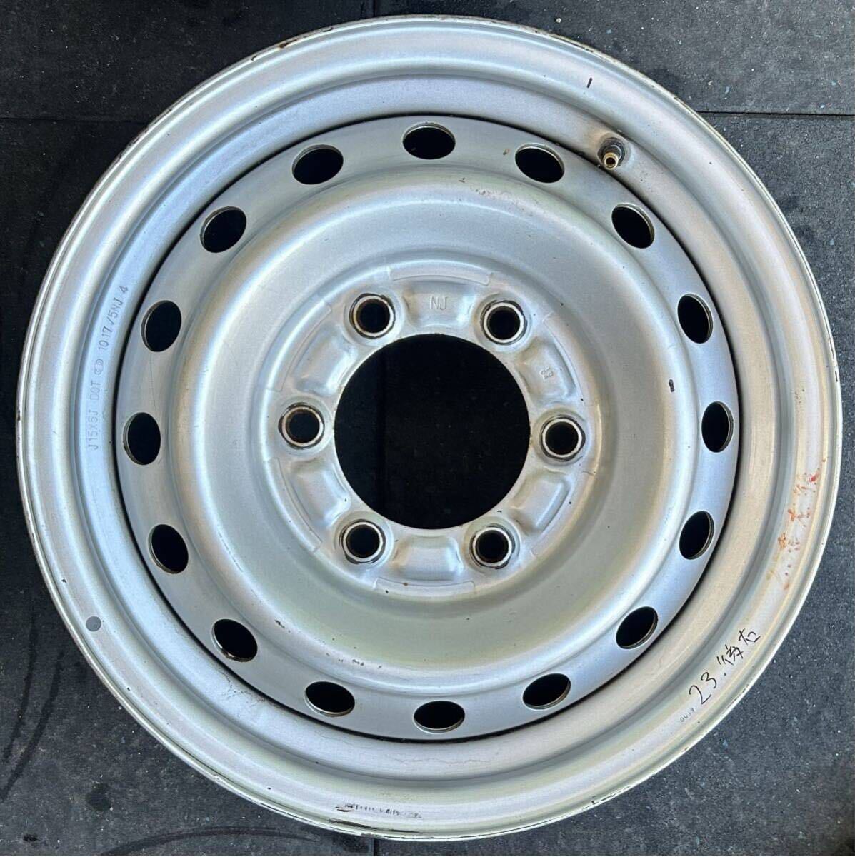 15インチスチールホイール　4本セット トヨエース/ダイナ純正刻印NJ 6穴 PCD139.7 ET+30 15×5J ハブ106mm 汚れ、サビ、腐食あり_画像2