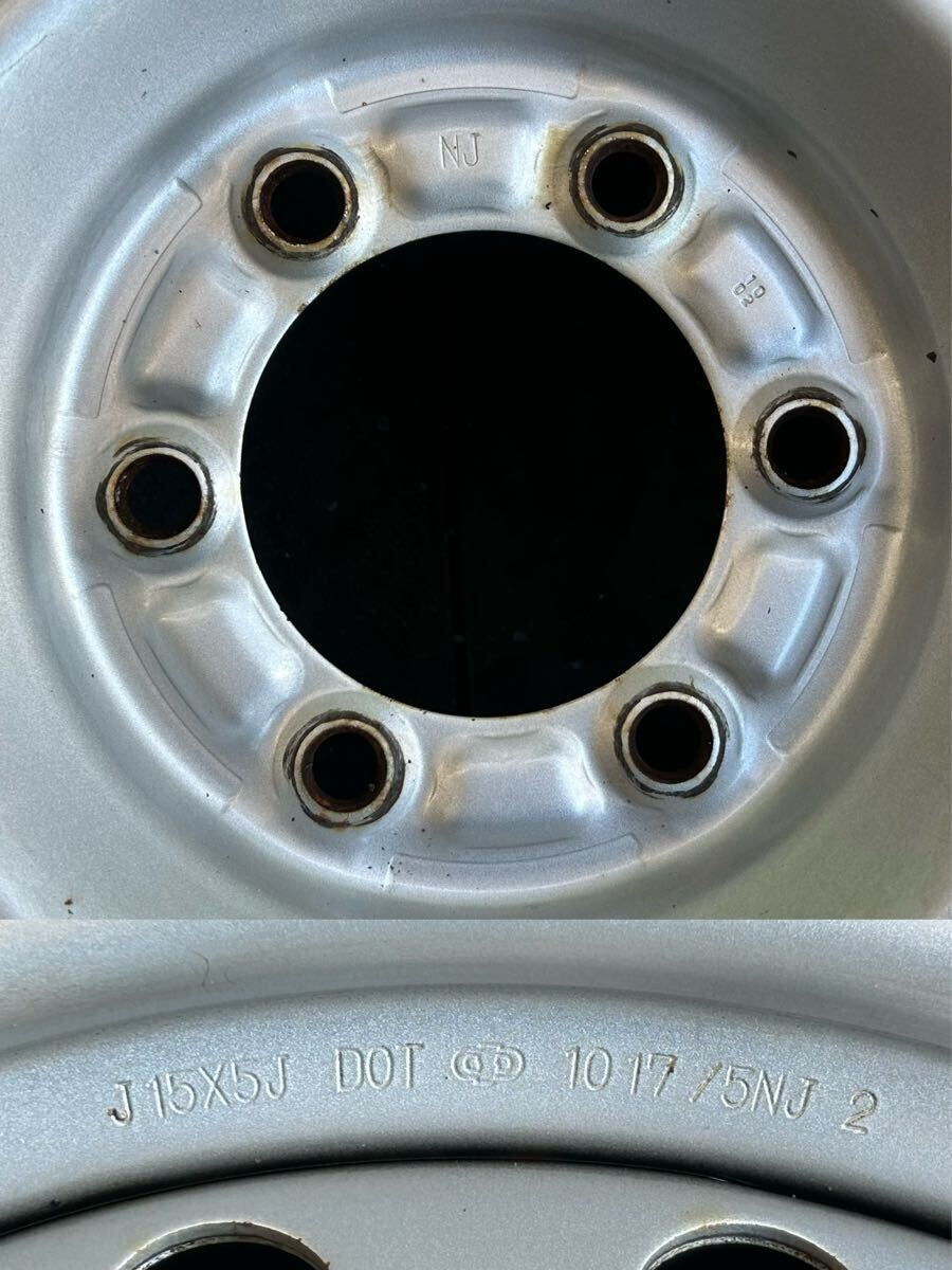 15インチスチールホイール　4本セット トヨエース/ダイナ純正刻印NJ 6穴 PCD139.7 ET+30 15×5J ハブ106mm 汚れ、サビ、腐食あり_画像10