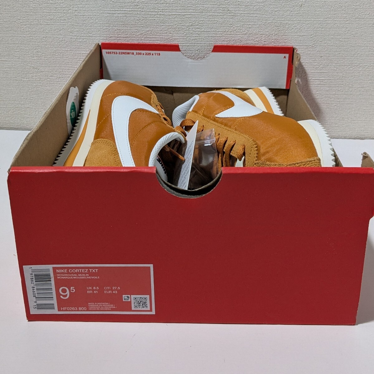新品 27.5cm Nike Cortez TXT ナイキ コルテッツ テキスタイル HF0263-800 モナーク ブラウン レトロランニングスニーカー US9.5_画像10