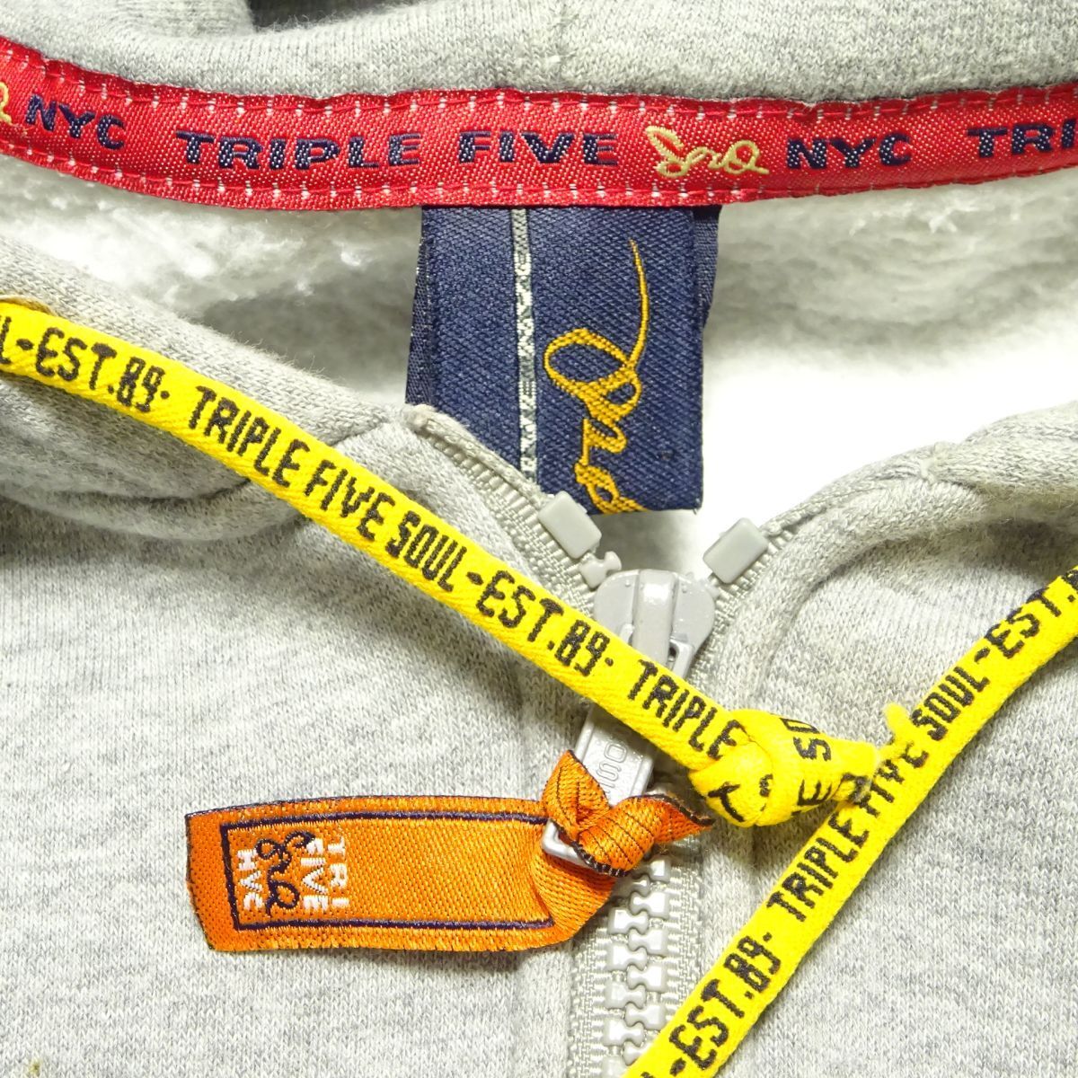 ★レア♪トリプルファイブソウル★フルジップスウェットパーカーXL/グレーフーディーTRIPLE FIVE SOUL 555ソウルスウェットシャツメンズ_画像4
