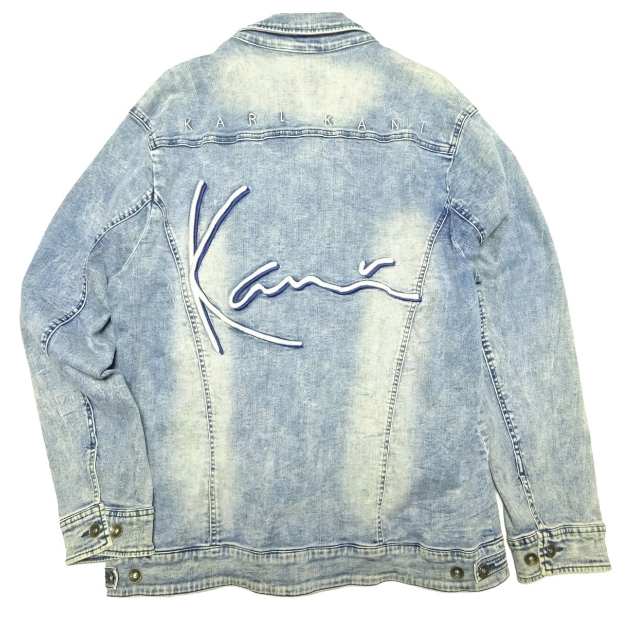 ★特大!! XXXLサイズ♪KARL KANI★ロゴ刺繍デニムジャケット/カールカナイビッグサイズ大きいサイズGジャンメンズブルゾンジャンパーB系_画像1