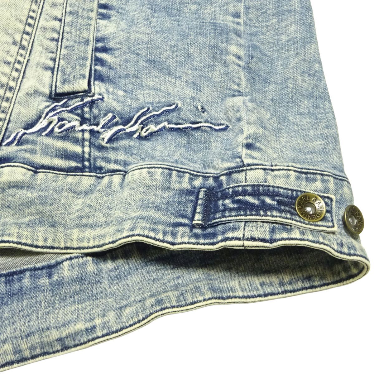 ★特大!! XXXLサイズ♪KARL KANI★ロゴ刺繍デニムジャケット/カールカナイビッグサイズ大きいサイズGジャンメンズブルゾンジャンパーB系_画像8