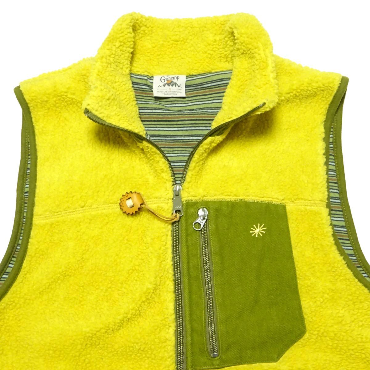 ★GOHEMP★モコモコ♪フルジップボアフリースベストS/ゴーヘンプゴーウエストGOWESTメンズアウトドアウェアフリースジャケット_画像4