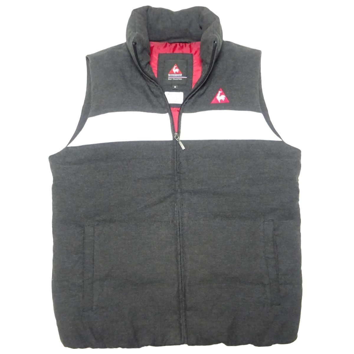 ★ルコック★ダウンベストM/チャコールグレーlecoqメンズゴルフウェアダウンジャケットブルゾンジャンパー中綿ベスト_画像1