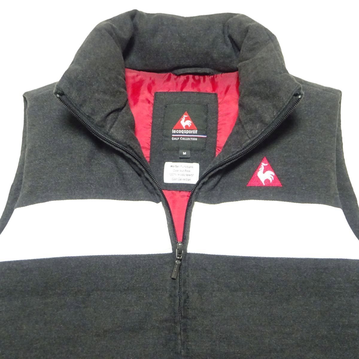 ★ルコック★ダウンベストM/チャコールグレーlecoqメンズゴルフウェアダウンジャケットブルゾンジャンパー中綿ベスト_画像4