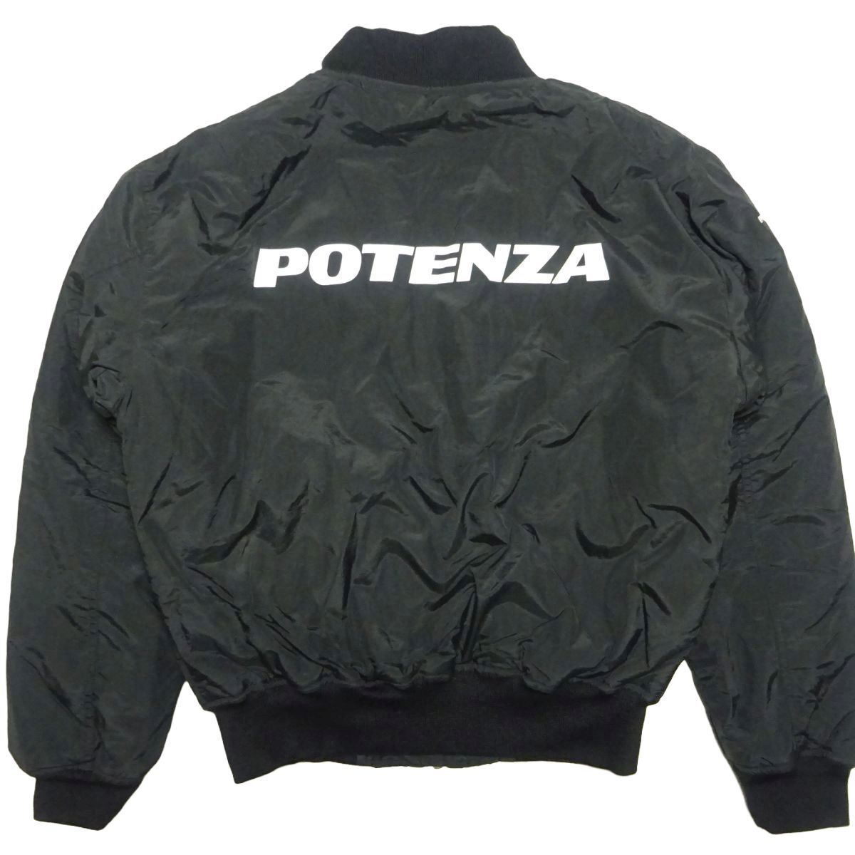 ★レア♪ブリヂストン★ポテンザ MA-1フライトジャケット/黒BRIDGESTONE POTENZAタイヤ作業着企業物中綿ブルゾンジャンパーメンズ_画像1