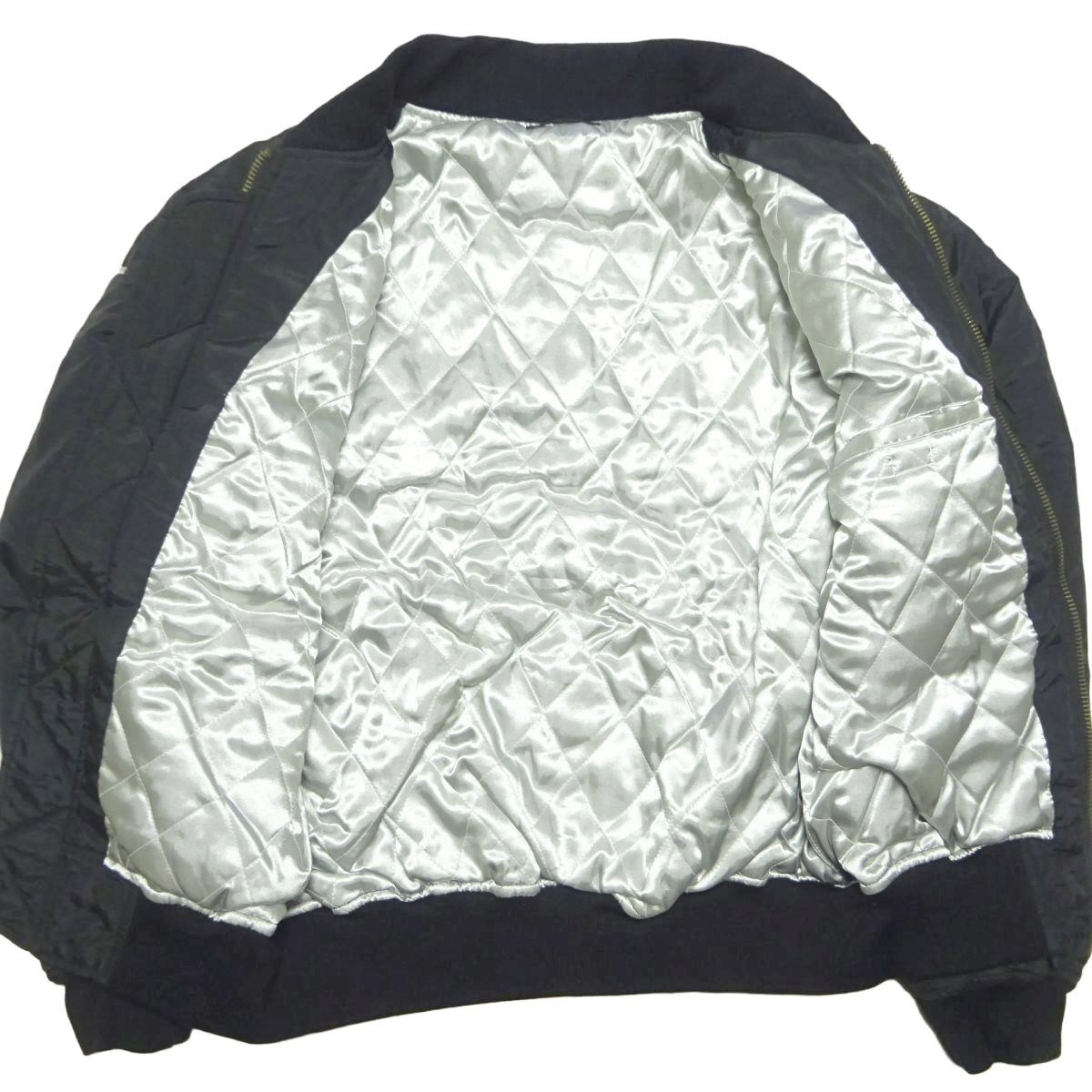 ★レア♪ブリヂストン★ポテンザ MA-1フライトジャケット/黒BRIDGESTONE POTENZAタイヤ作業着企業物中綿ブルゾンジャンパーメンズ_画像3