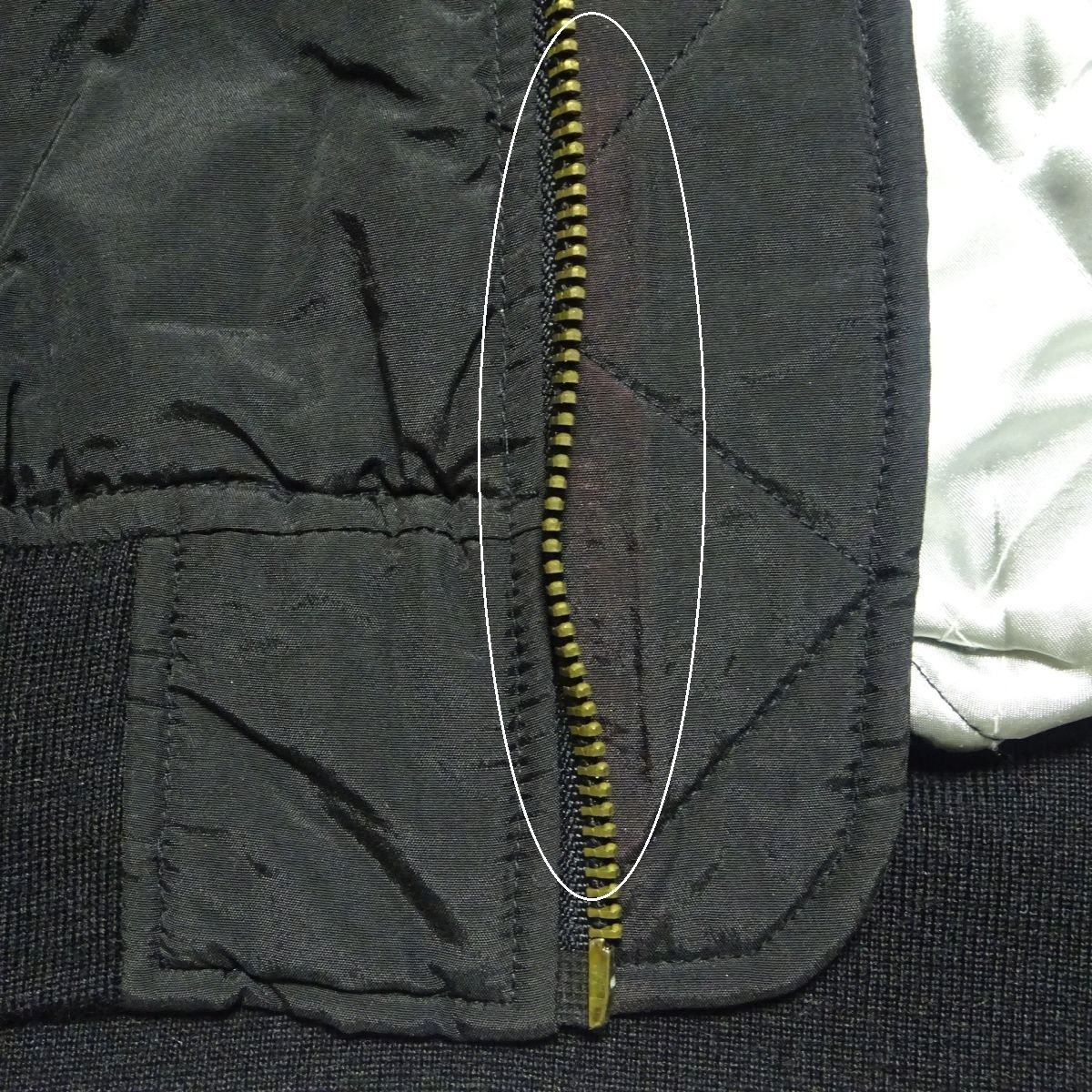 ★レア♪ブリヂストン★ポテンザ MA-1フライトジャケット/黒BRIDGESTONE POTENZAタイヤ作業着企業物中綿ブルゾンジャンパーメンズ_画像8