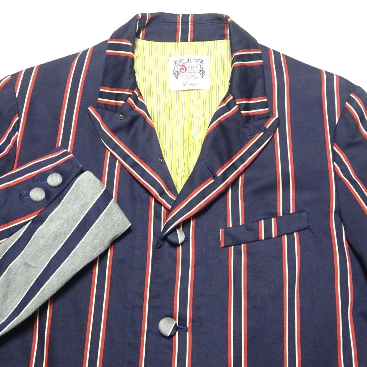 ★レア♪STIFF★スクールジャケットL/スティッフストライプジャケットメンズMODSモッズテーラードジャケットブレザーネイビー_画像4