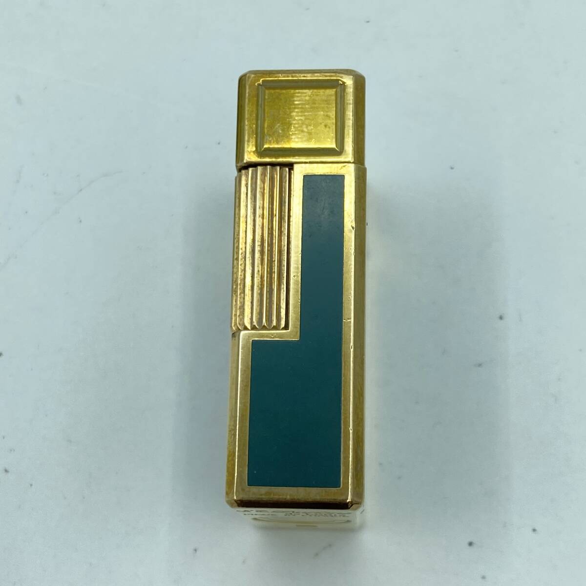 『AP5』Du Pont　デュポン　都彭　ライター　スクエアー　ローラ式　グリーンｘゴールドカラー　火花無し　箱付き　ヴィンテージ品　現状品_画像5