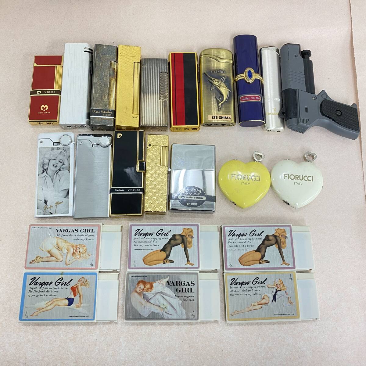 『AA6』7点火花有り/27点 ライター ダンヒル/ピエールカルダン/ミラショーン/ジュリエット/トラサルディー/プリンス/卓上ライター/他 現状_画像3