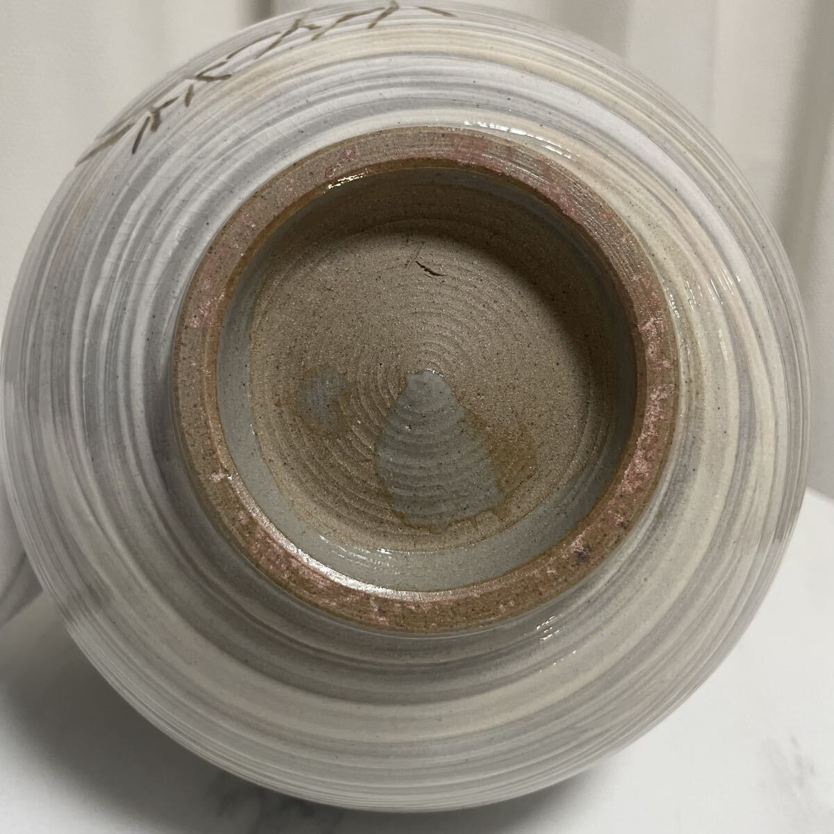 対馬焼 花瓶 時代物 陶器 花入れ インテリア アンティーク 骨董 鶴_画像4