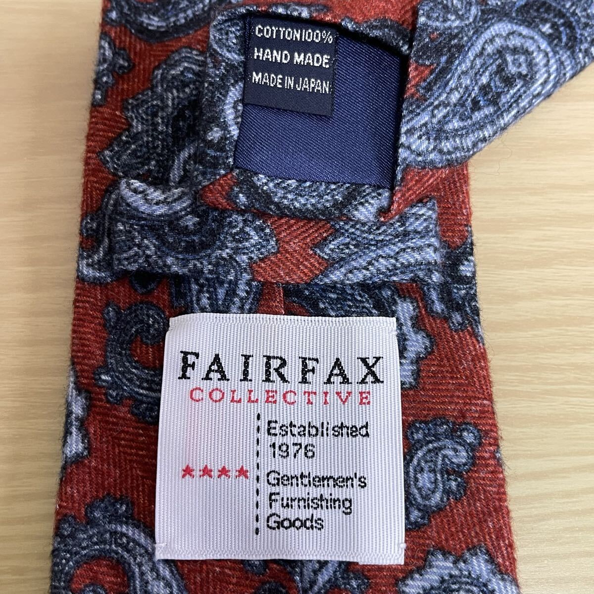 FAIRFAX（フェアファクス）赤茶色灰色涙模様ネクタイ_画像1