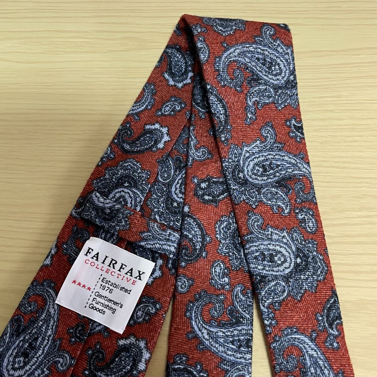 FAIRFAX（フェアファクス）赤茶色灰色涙模様ネクタイ_画像8