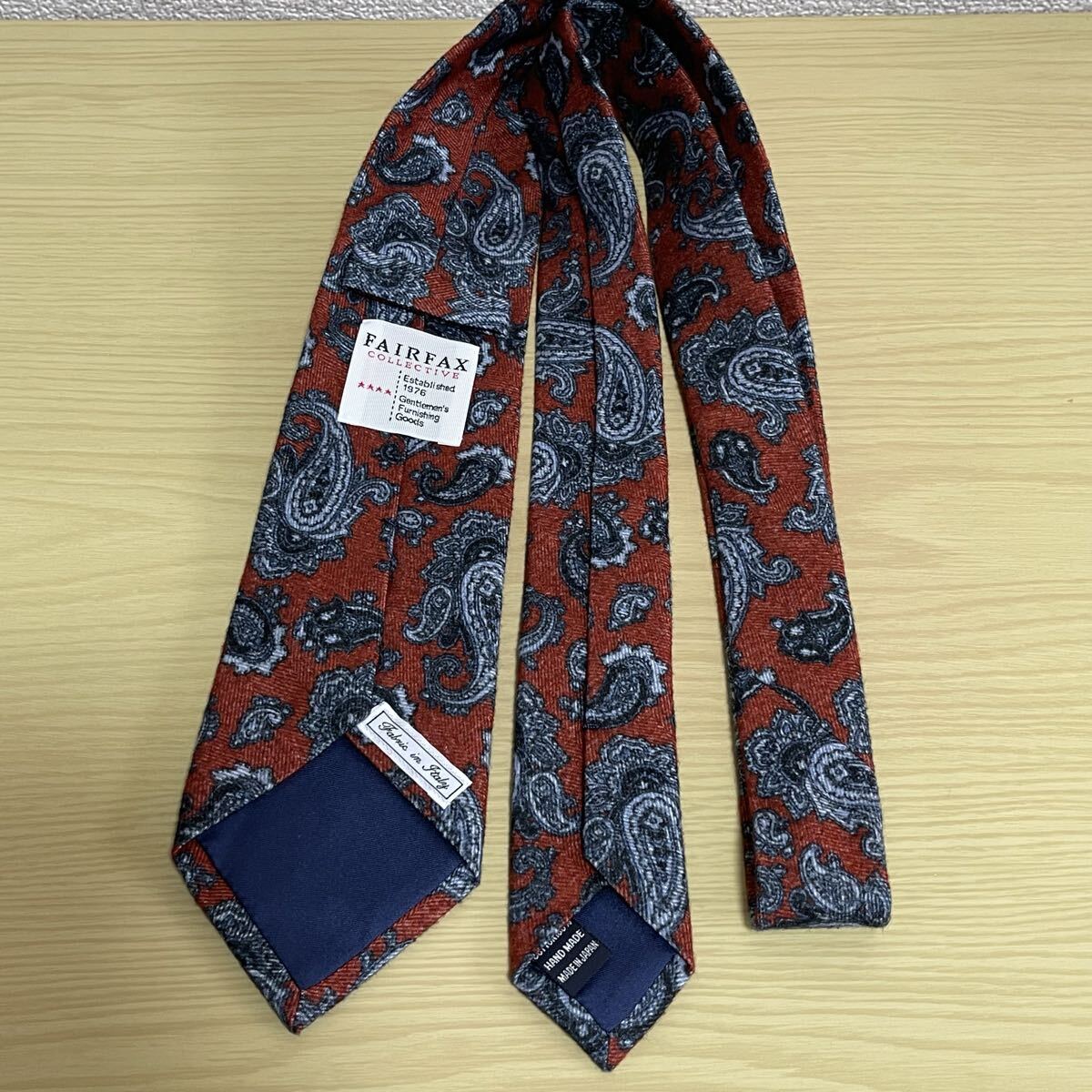 FAIRFAX（フェアファクス）赤茶色灰色涙模様ネクタイ_画像9