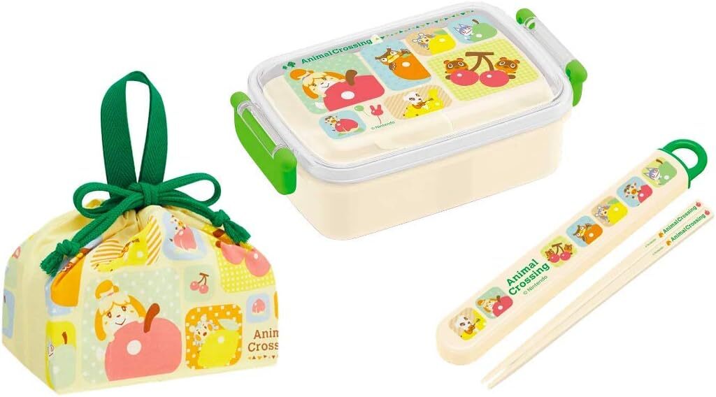 新品未開封◆Skaterお弁当箱3点セット◆あつまれどうぶつの森450mlランチボックスお箸巾着袋 子供キッズ男の子女の子 あつ森任天堂 日本製_画像1