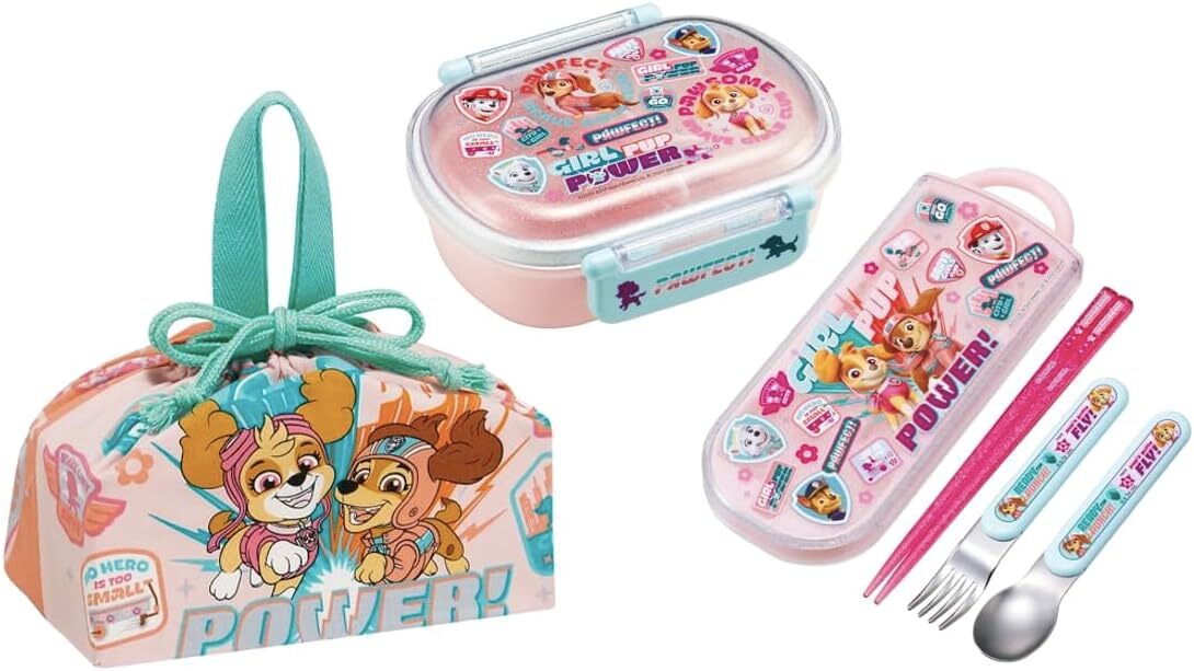 新品未開封◆Skaterお弁当箱3点セット◆パウパトロール360mlランチボックストリオセットお弁当袋 子供キッズ女の子 ピンク犬ドッグ 日本製_画像1