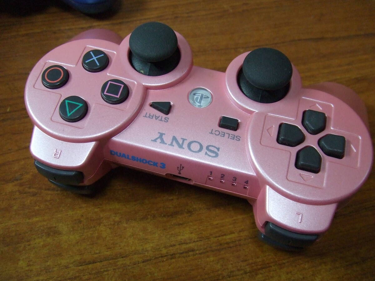 R875 PS3 DUALSHOCK3 SIXAXIS ワイヤレスコントローラー ピンク/ブルー 2個セット まとめ CECHZC2J 中古 未確認 ジャンク_画像4