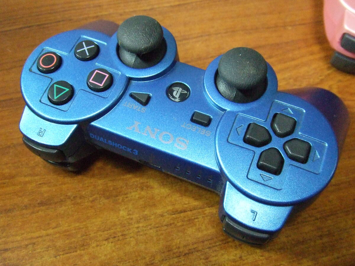 R875 PS3 DUALSHOCK3 SIXAXIS ワイヤレスコントローラー ピンク/ブルー 2個セット まとめ CECHZC2J 中古 未確認 ジャンク_画像5
