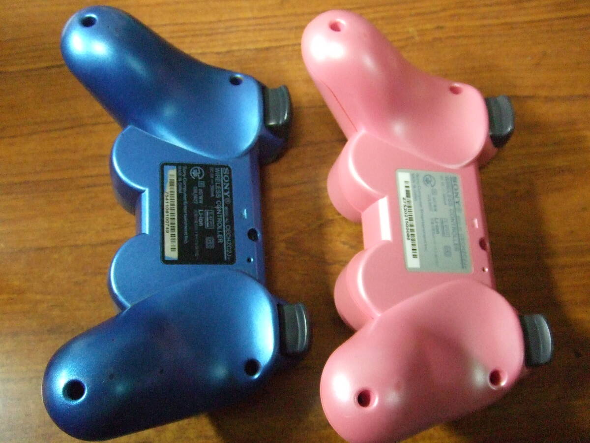 R875 PS3 DUALSHOCK3 SIXAXIS ワイヤレスコントローラー ピンク/ブルー 2個セット まとめ CECHZC2J 中古 未確認 ジャンク_画像7