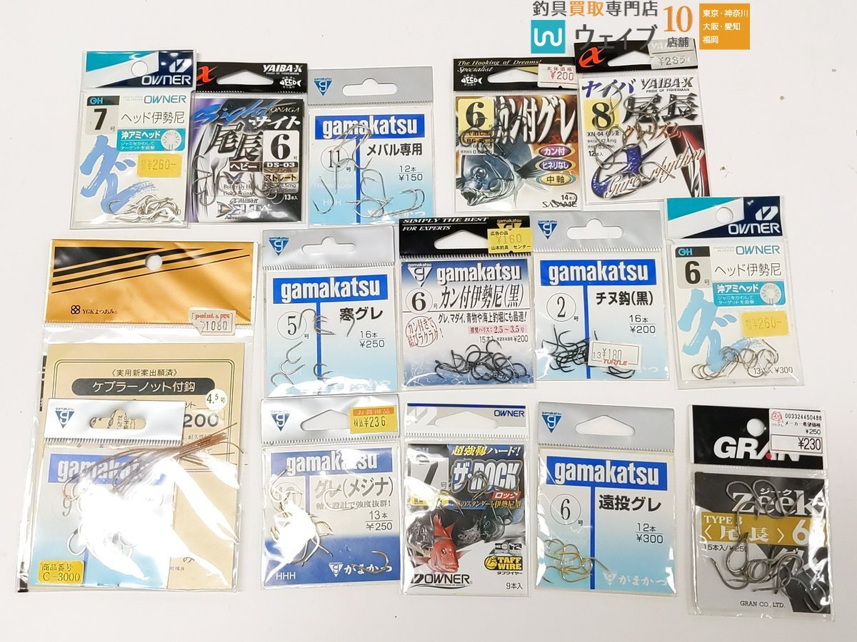 がまかつ 層グレ 7号 寒グレ オーナー ヘッド伊勢尼 7号 グレ 競技用 グレメジナ 6号 等 針 計130個未使用&中古_画像6