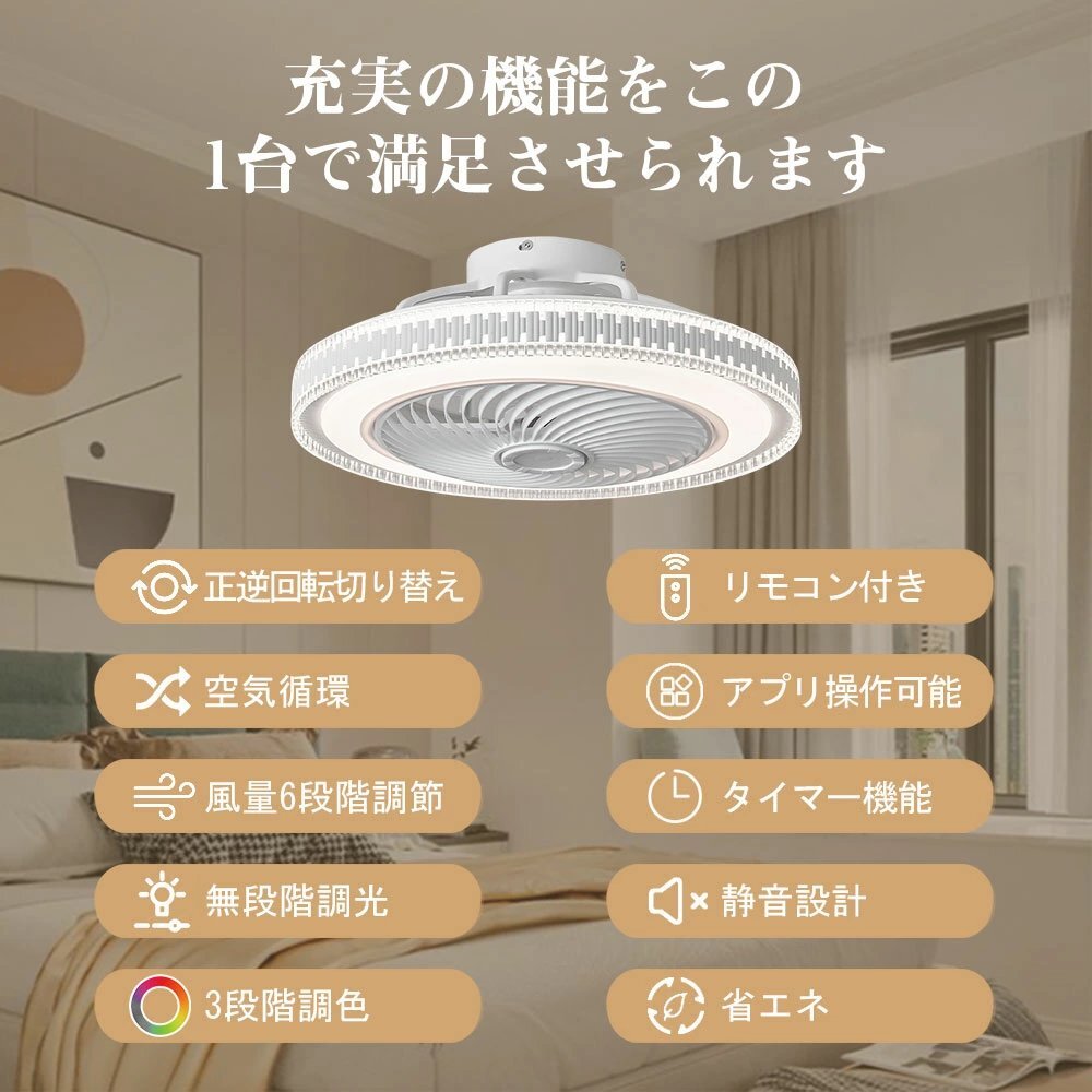 シーリングファン シーリングライト ペンダントライト リビング 天井照明 ファン付き 調光調色 北欧 リモコン スマホ 部屋 省エネ shw146_画像2