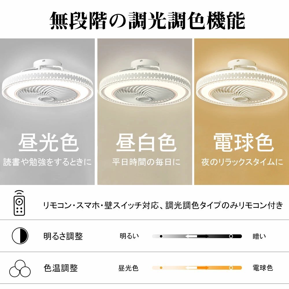 シーリングファン シーリングライト ペンダントライト リビング 天井照明 ファン付き 調光調色 北欧 リモコン スマホ 部屋 省エネ shw146_画像5