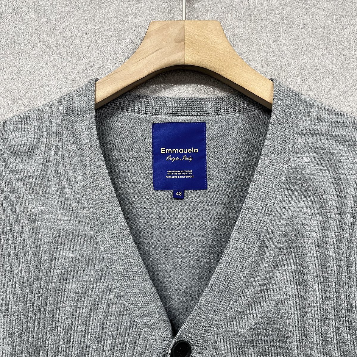 枚数限定・カーディガン 定価5万◆Emmauela・イタリア・ミラノ発◆上質 ウール混 ソフト ニット 無地 着せ シンプル 通勤通学 普段着 XL/50_画像4