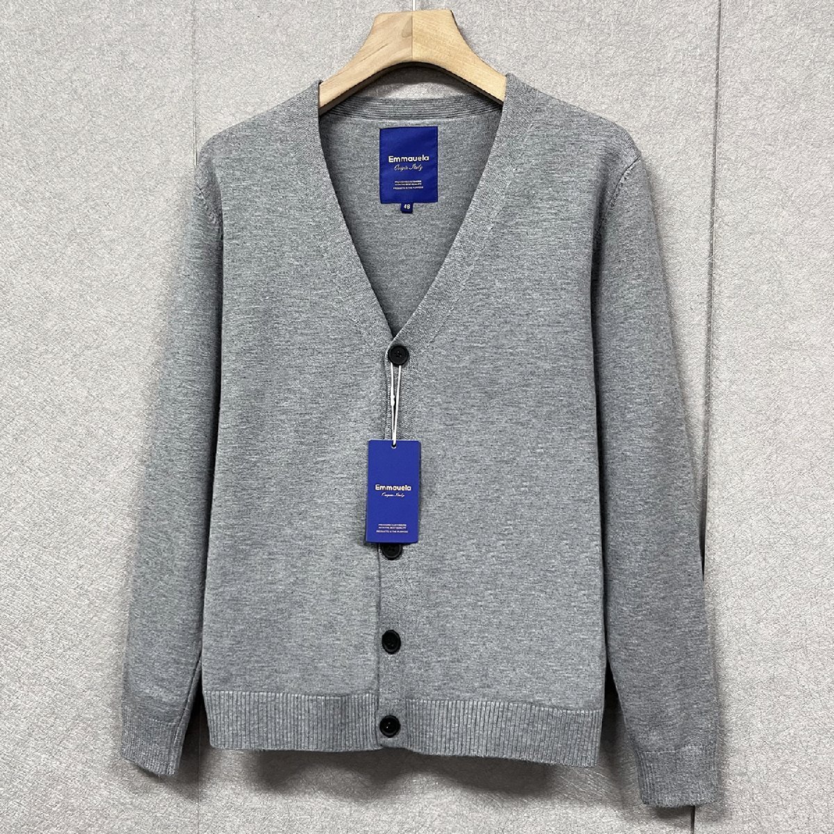 枚数限定・カーディガン 定価5万◆Emmauela・イタリア・ミラノ発◆上質 ウール混 ソフト ニット 無地 着せ シンプル 通勤通学 普段着 XL/50_画像8