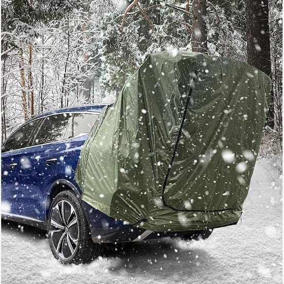 車中泊 車連結テント トランクテント キャンプ UVカット防水 耐風 簡単設置 キャンプ アウトドア グリーン shw211_画像6