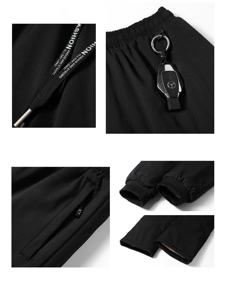 ロングパンツ ズボン 裏起毛 厚手 防寒 無地 おしゃれ ジョガーパンツ スポーツ カジュアル 冬用 ブラック 2XL/52サイズ sfz13.4_画像6