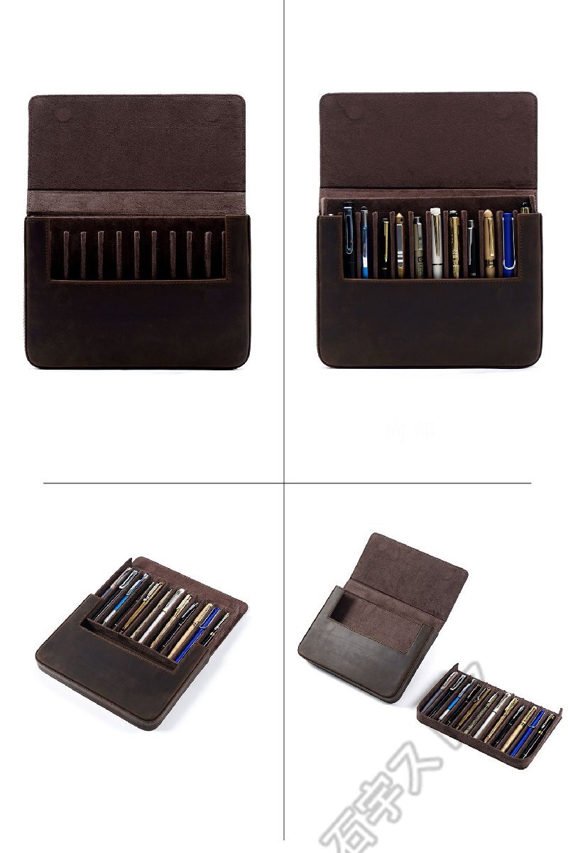 ペンケース 筆箱 ふで箱 スリム 12本差し 収納 ポーチ 文房具 本革 牛革 レザー 上品 軽量 コンパクト シンプル 大人 ギフト shw235_画像7