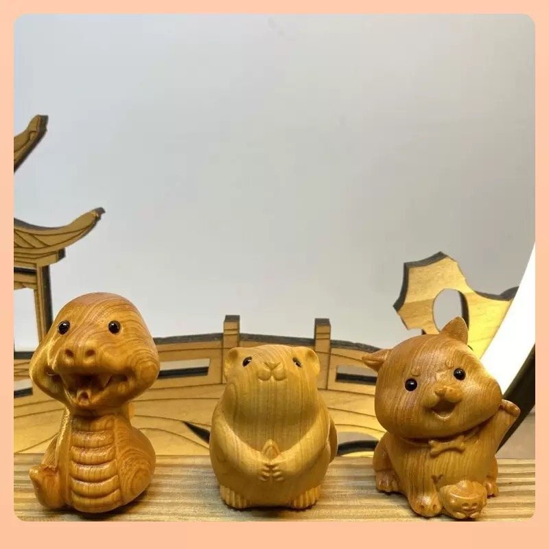 十二支動物 木彫り置物 携帯用文玩飾り 卓上インテリア 干支守りギフト shw0084_画像5