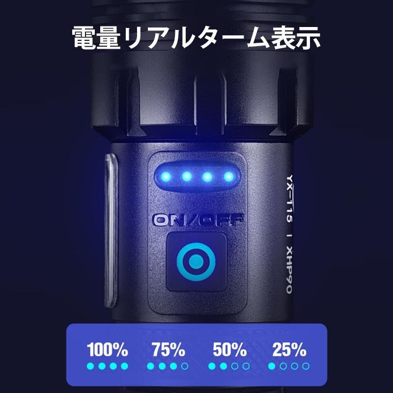 懐中電灯 LED 強力 9500ルーメン ハンディライト 軍用 小型 USB 充電式 電池 COB 超高輝度 防災 地震 防水 登山 夜釣り 作業用 shw0052.2_画像7