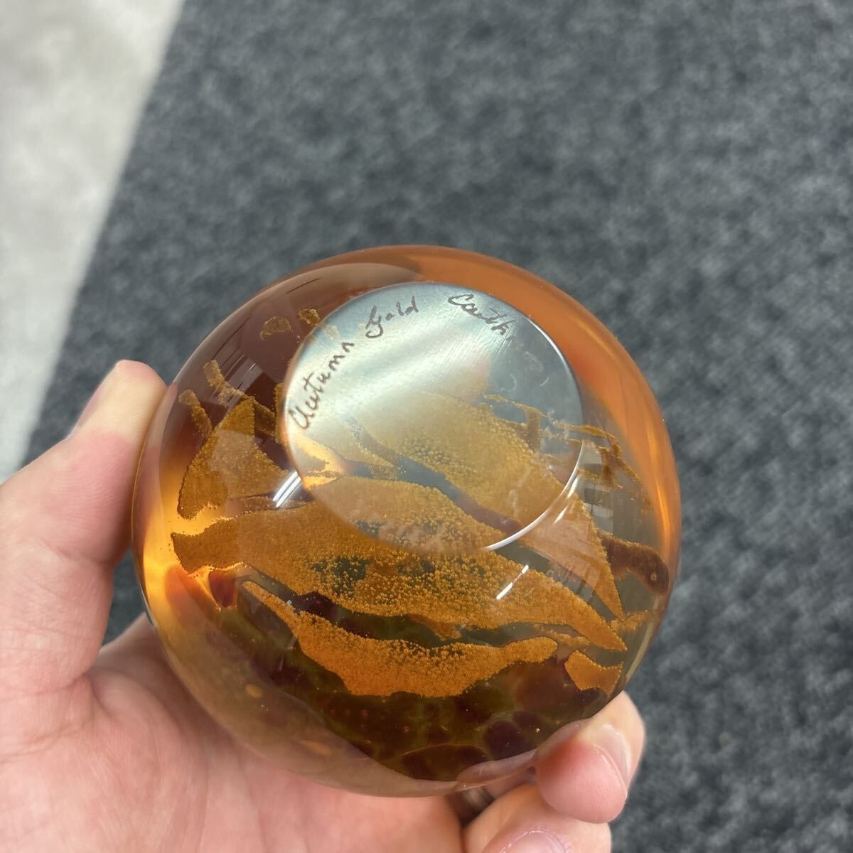 ケイスネス　Caithness ペーパーウェイト　琥珀　もみじ 置物 ガラス_画像6