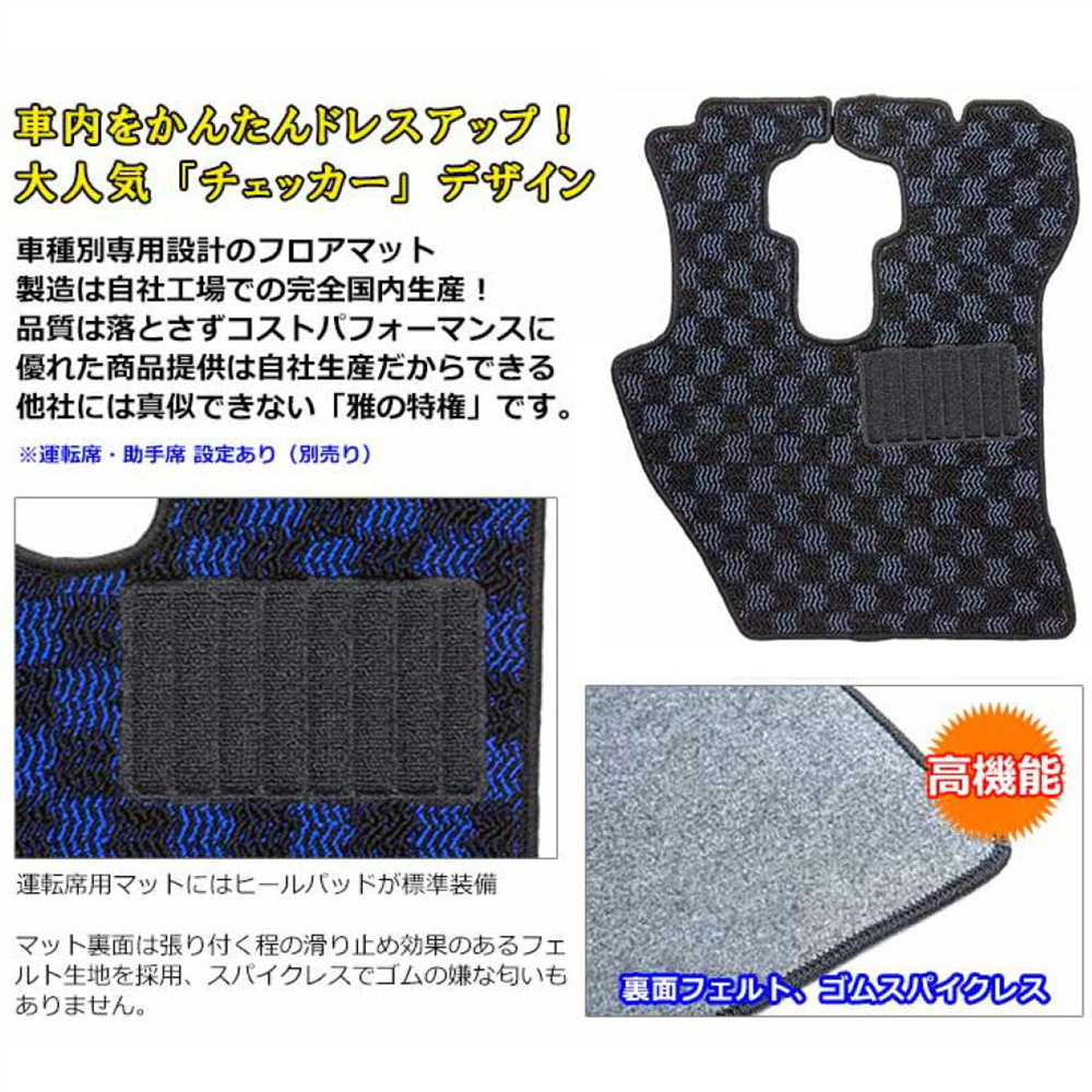 雅 車種専用フロアマット MTMチェック ブラック 運転席 いすゞ大型 ファイブスターギガ I011-01R_画像3