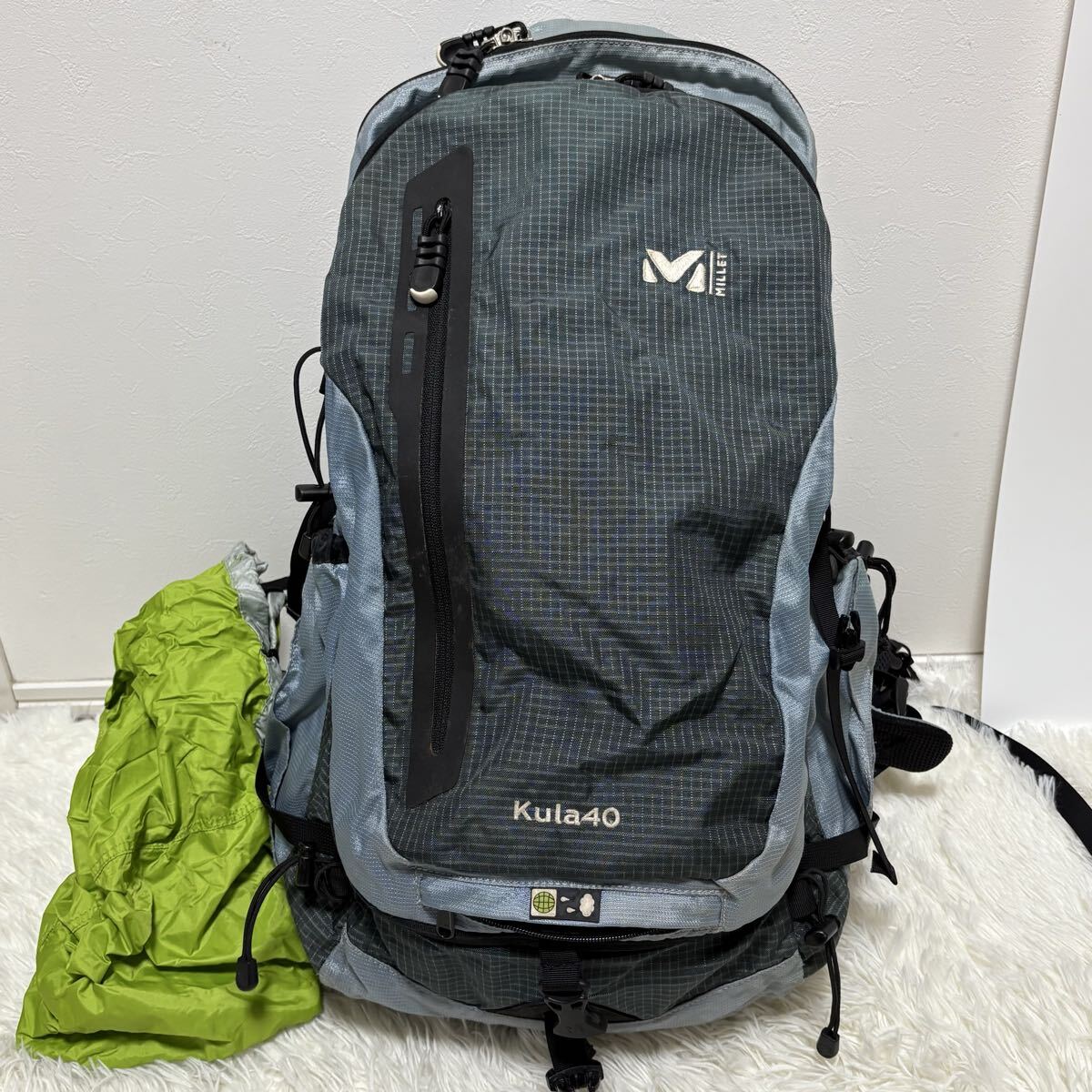 ミレー クーラ40 リュック バックパック レインカバー付き グレー&ブラック. MILLET kula40 アウトドア リュックサック_画像1