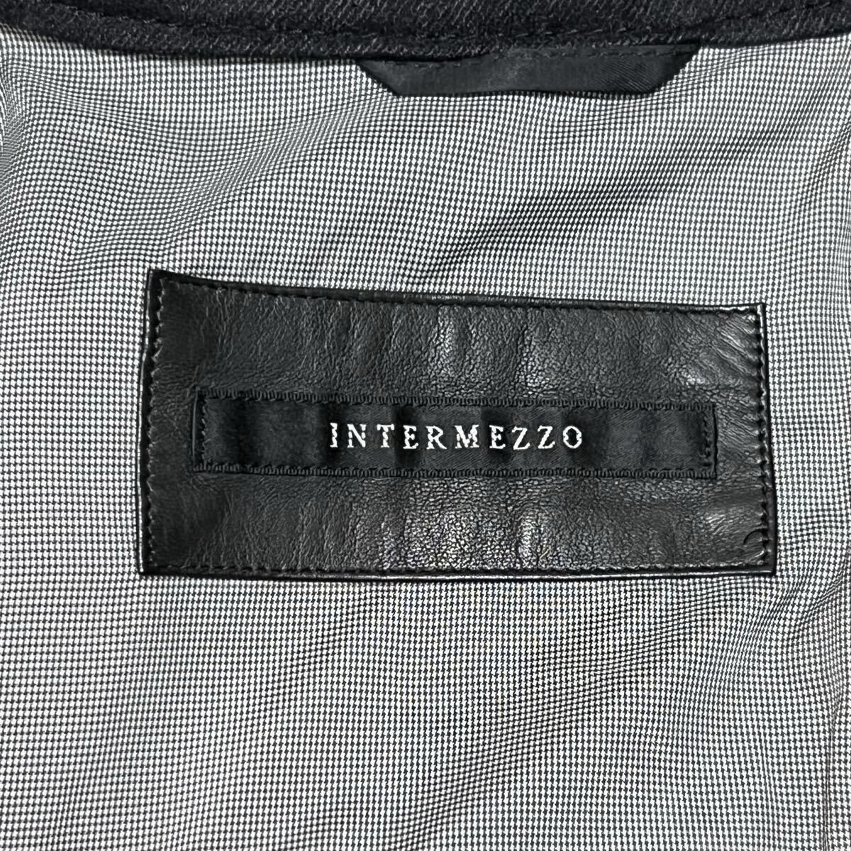 美品●希少L! インターメッツォ ラムレザー ダウンジャケット INTERMEZZO キルティング ライダース シープスキン 羊革 千鳥 極暖 ブラック_画像8