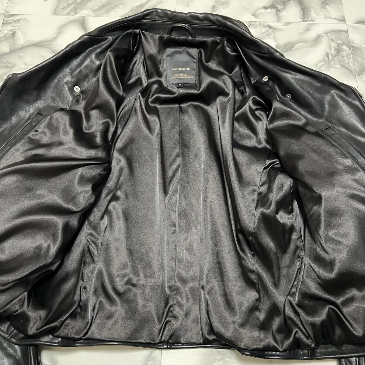 極美品●希少XL! ジャックローズ 最高級 ホースハイド ダブルライダースジャケット JACKROSE ベルト 馬革 レザー 入手困難 LL ブラック_画像3