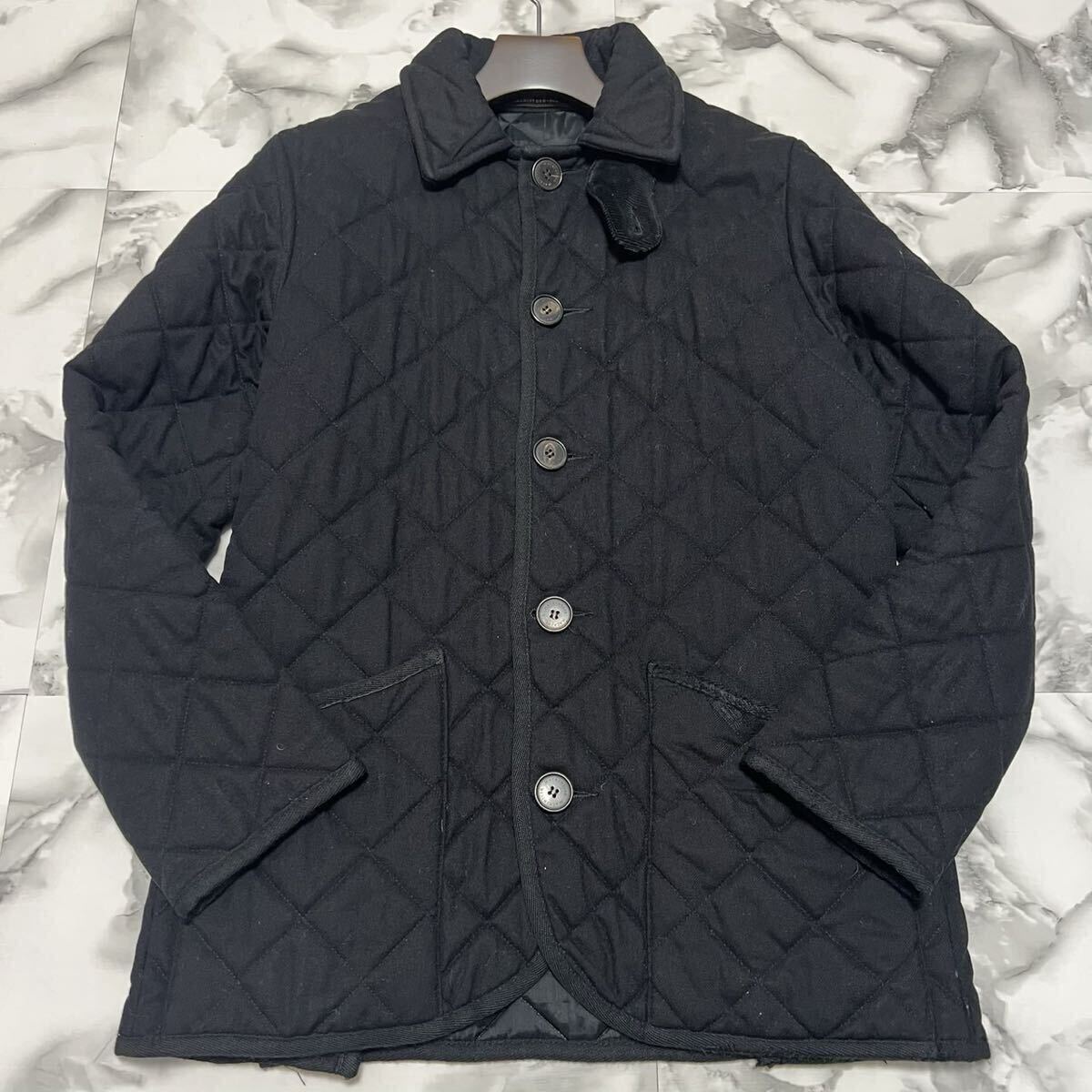 美品●マッキントッシュ【極上のカシミヤ】MACKINTOSH キルティングジャケット コート カシミア ウール ロゴボタン 極暖 黒 ブラック_画像2