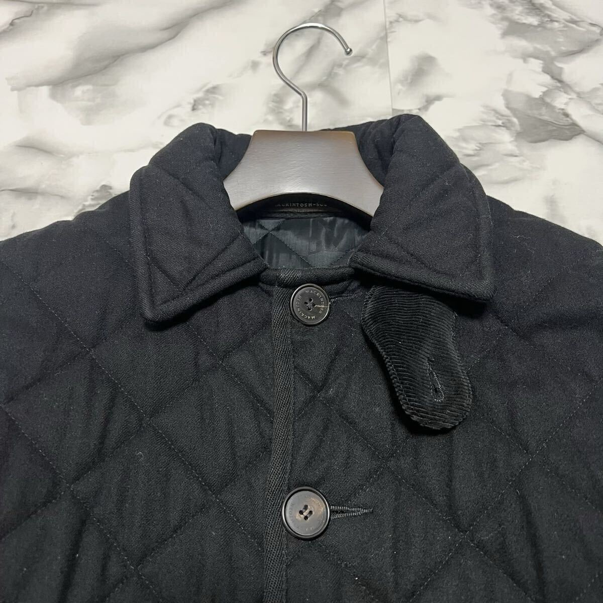 美品●マッキントッシュ【極上のカシミヤ】MACKINTOSH キルティングジャケット コート カシミア ウール ロゴボタン 極暖 黒 ブラック_画像4
