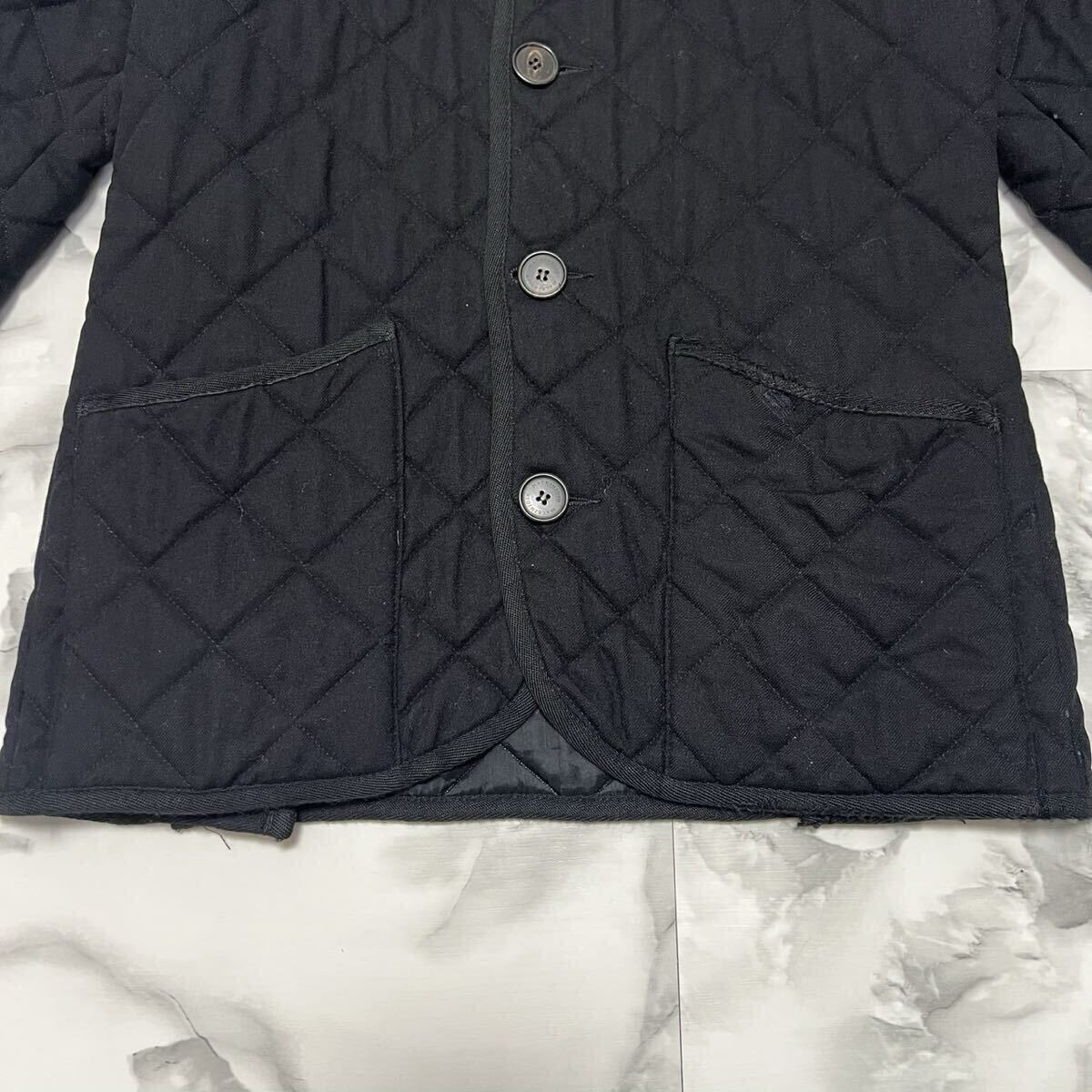 美品●マッキントッシュ【極上のカシミヤ】MACKINTOSH キルティングジャケット コート カシミア ウール ロゴボタン 極暖 黒 ブラック_画像6