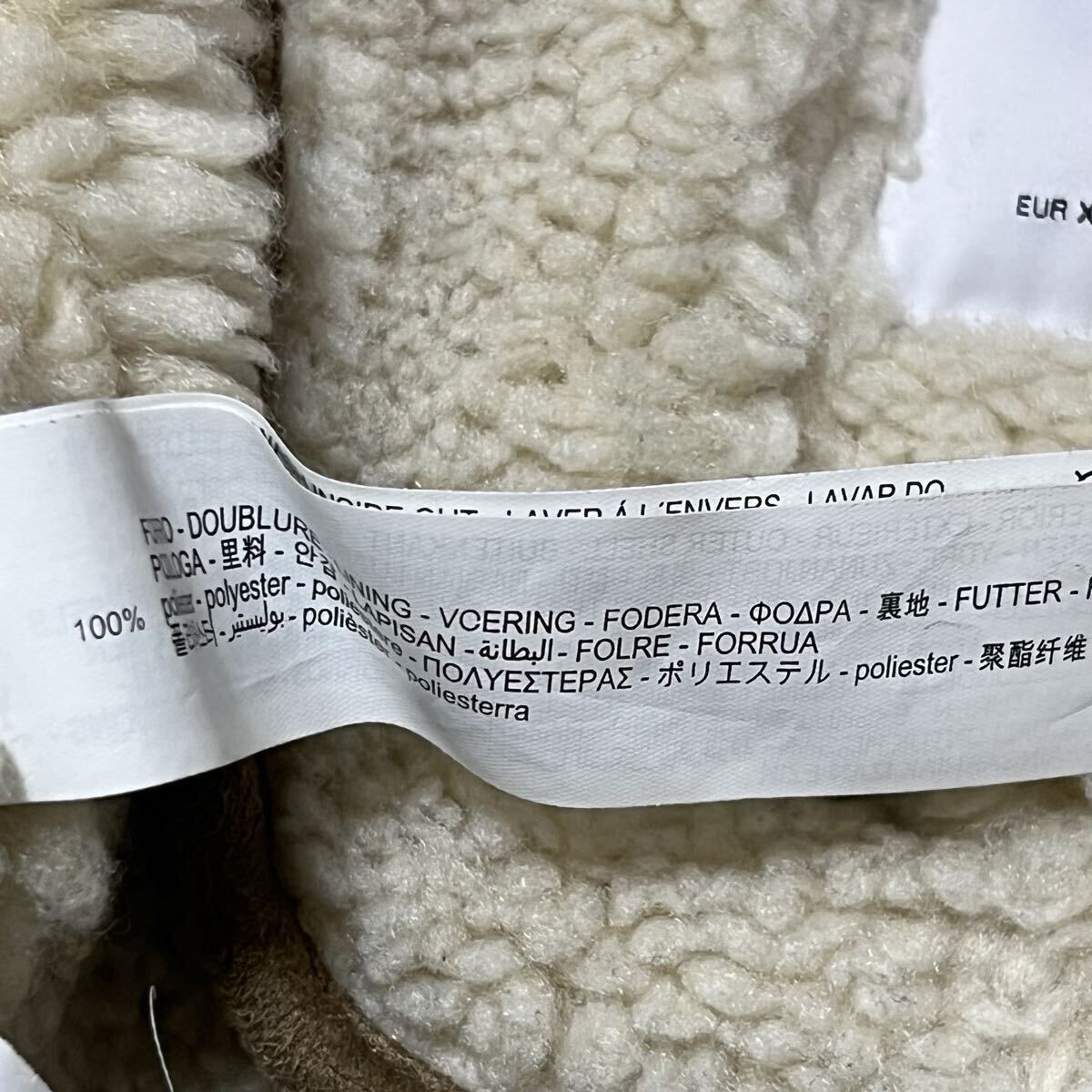 極美品●希少XL! ZARA ザラ ムートンジャケット B-3 ボンバー フライト ライダース ボア アウター 肉厚 極暖 高級感 メンズ LL ベージュ _画像10