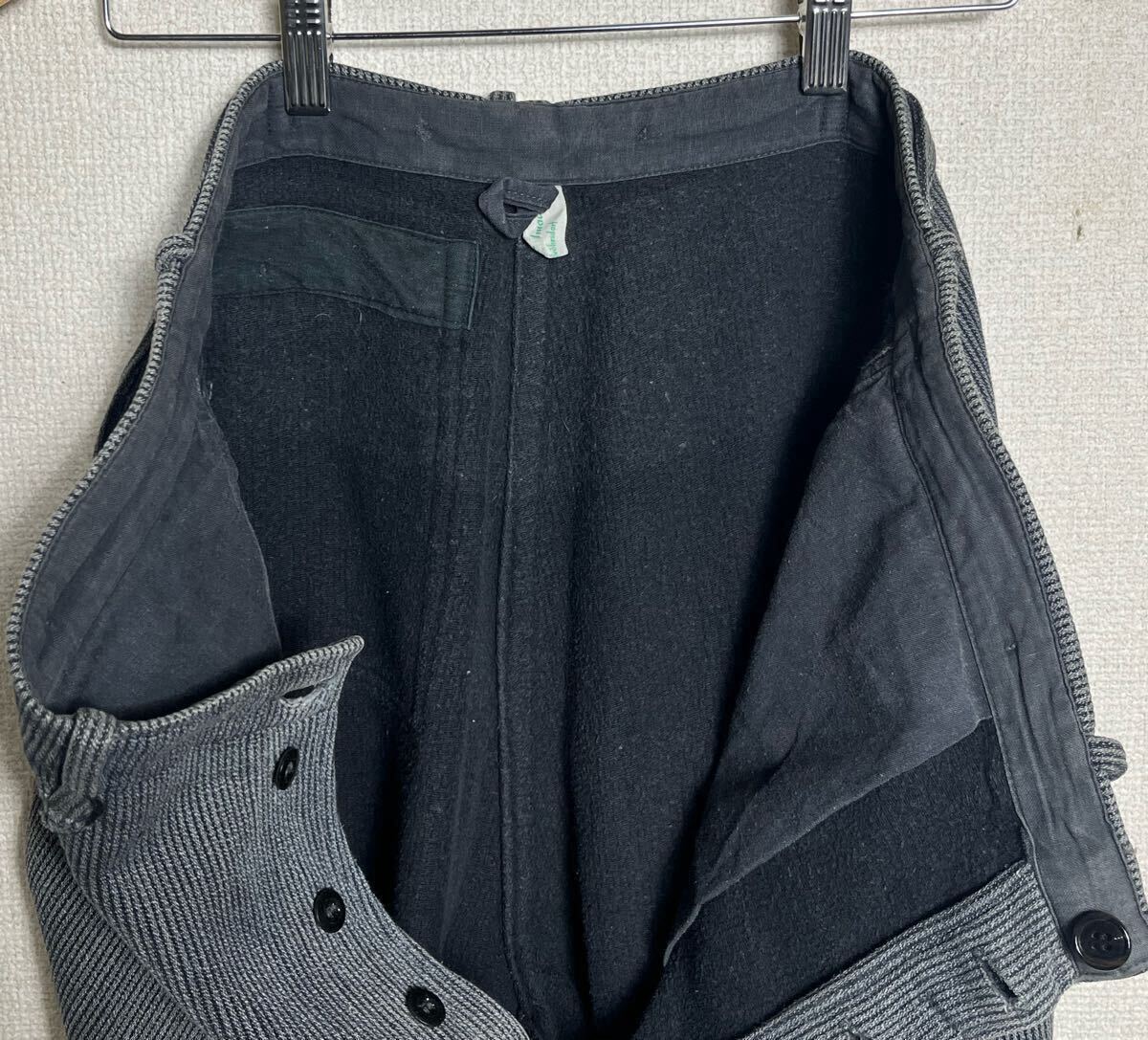 グッドサイズ 40s 50s ユーロ ビンテージ ピケ ファーマー ごま塩 ストライプ ワーク ワイド パンツ フランス フレンチ 杢 ソルト_画像7